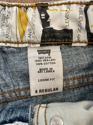 VINTAGE Levi's Baggy Jean Shorts Boys 8 Blue Denim 570 Loose Hip Hop 90s Y2K - Picture 6 of 6