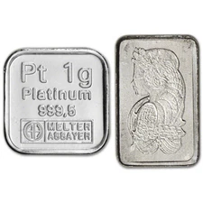 1 gram Platinum Bar - Random Brand - Secondary Market - 999.5 Fine