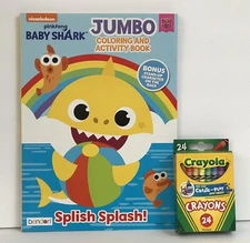 Nickelodeon Pinkfong Baby Shark Jumbo Coloring & Activity Book + 24 Crayons