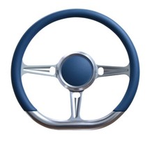 14 D Type Billet Steering Wheel Blue Half Wrap Muscle Car Mustang Whorn Button