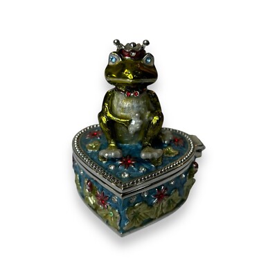 Things Remembered Frog Prince Jeweled Trinket Box Ring Heart Shaped Heavy 608004