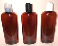 8 oz PET Plastic BPA free 24/410 Amber Cosmo Oval bottles  disc caps qty 48