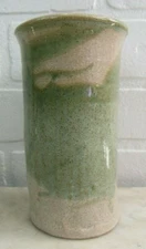 Vintage Studio Art Pottery  Pot Vase Signed GREEN NATURAL GLAZE SIGNED ANDREWS
