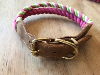 pink rope dog collar