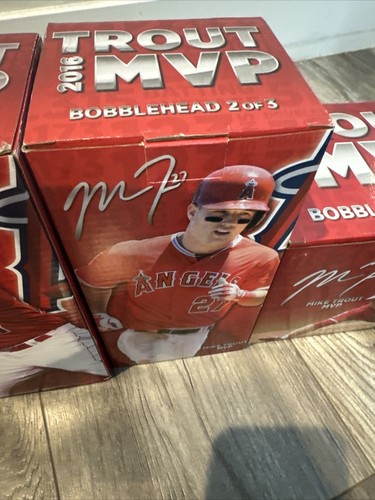 Mike Trout Bobblehead 2016 Set MVP 1 2 3 - Los Angeles Angels - Foto 3 di 8