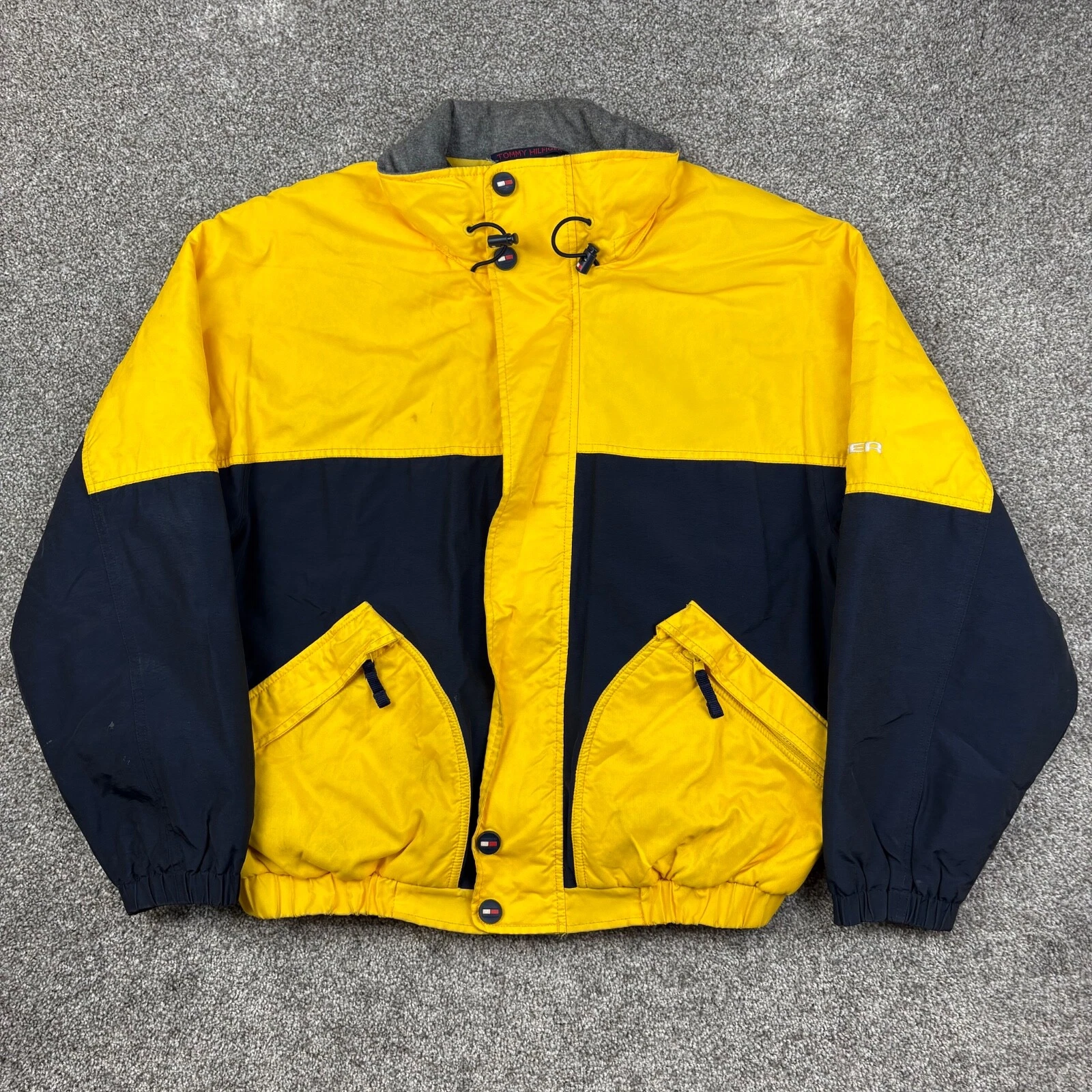 Vintage Tommy Hilfiger Jacket Men Medium Yellow Outdoors Expedition Fleece Lined