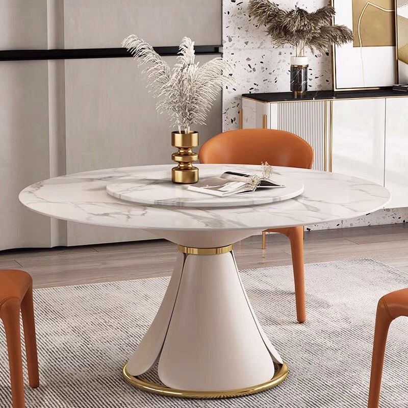 Round marble dining table on sale with gold legs