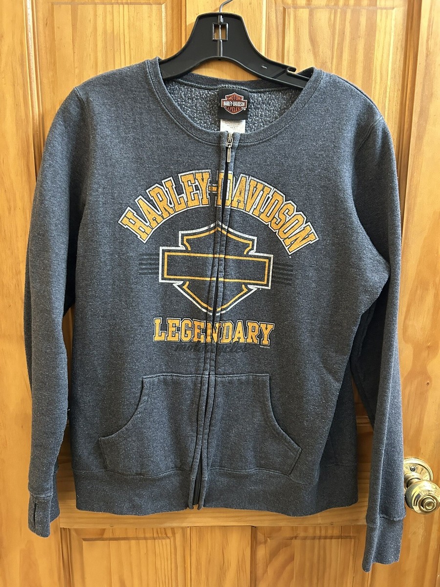 Womens Harley Davidson Motor City Zip-Up Crewneck Sweatshirt