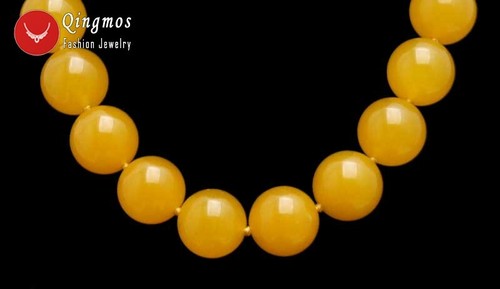 20mm Round Genuine Natural Yellow Jade Necklace for Women Chokers 17" Jewelry - Picture 4 of 6