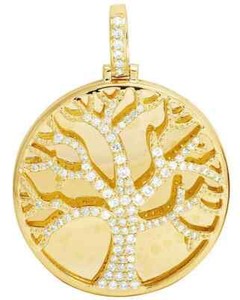 Authentic Moissanite 1.25 CT Men's Tree of Life Medallion Pendant 14K Yellow Gold Plated