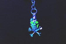 Genuine UV Beach Glass, Sea Glass, Skull Cage Locket,Pendant Leather Necklace
