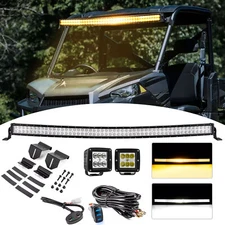 WEISEN Amber/White 52" LED Light Bar Roof Mount+3" Pods For Polaris Ranger 1000