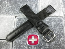 Swiss Army Leather double Layer Nylon Strap Band Black Army 22 21 20mm R x1