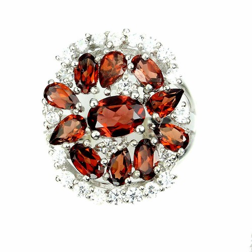 Shola Auténtico Natural Mozambique Granate Anillo Gr.17, 75 Plata de Ley R655