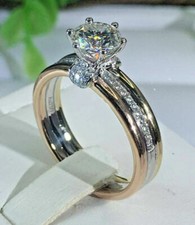 Unique Wedding Engagement Ring 2.80Ct Round Cut Diamond Solitaire Women Size J-T