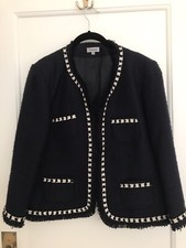 Antonelle Paris Sacha Navy & White Jacket Eu 46 Uk 18 Vgc