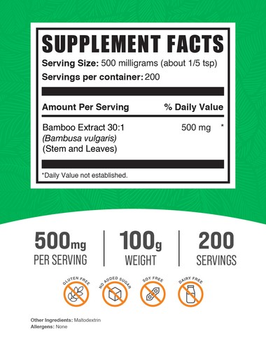 BulkSupplements Bamboo Extract Powder - 500mg per Serving - Picture 8 of 10