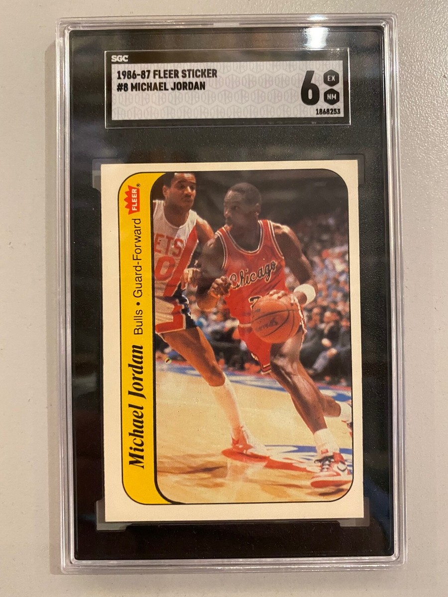 1986 Fleer Sticker Michael Jordan #8 Graded SGC 6! Free Shipping