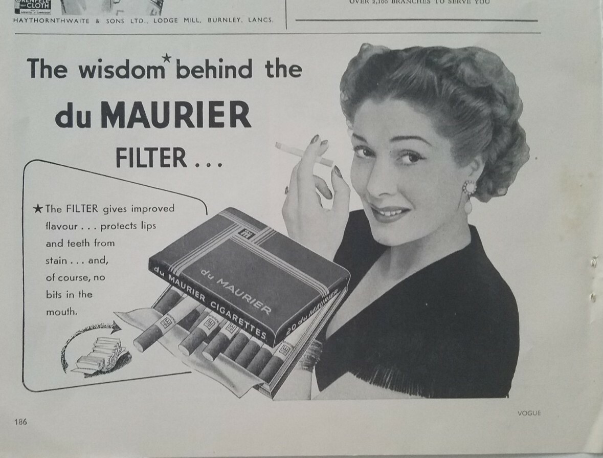 1952 du Maurier filter cigarettes pretty woman smoking vintage ad