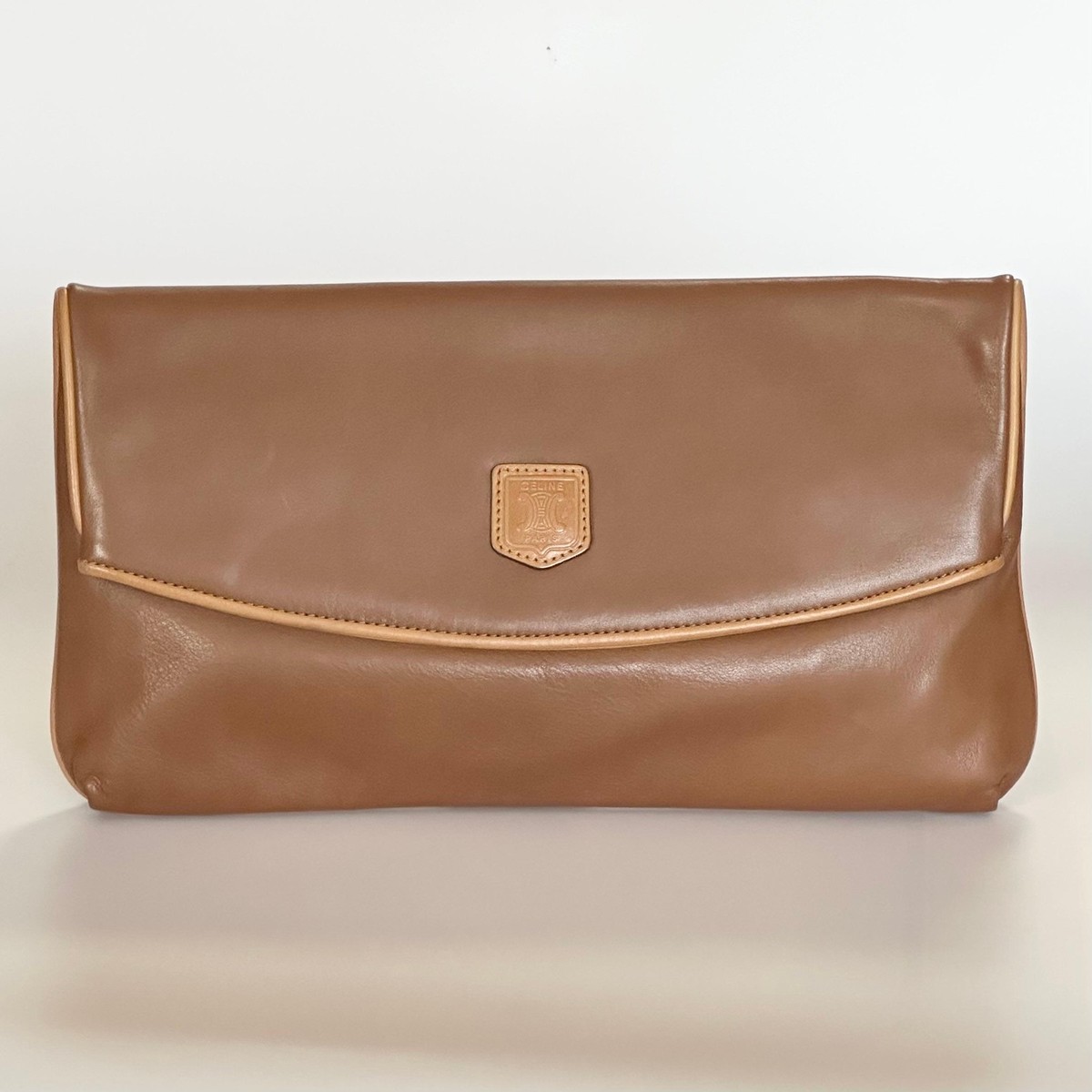 【CELINE】セリーヌ★ Macadam clutch★クラッチ【ランク:A】 CELINE Clutch Bag Second Bag Purse Macadam Leather Brown