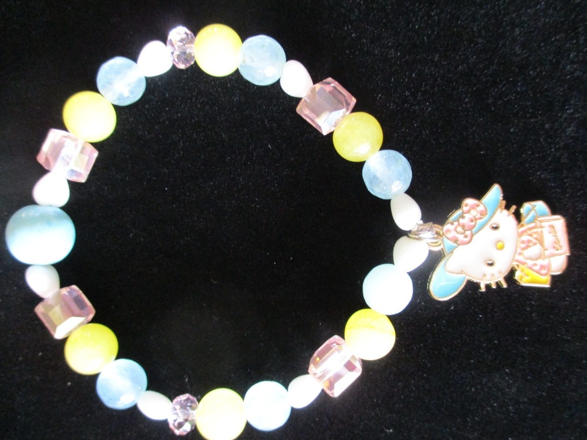 Rhinestone Turquoise Gemstone Hairband and HELLO KITTY Charm Bracelet Set Helll Kitty Rhinestone Charm - Etsy main image 4