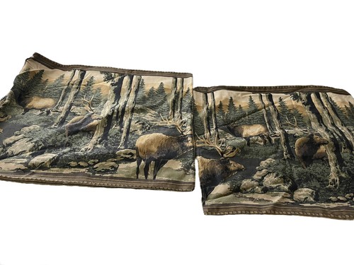 3 Bull Elk Pillowcases 100% Cotton VTG Cabin Couch Pillow Cover Kimlor Mills - Picture 8 of 15