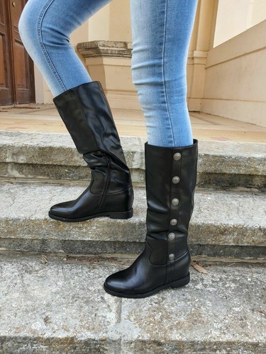 STIVALI DA DONNA NERO 1987H5 STIVALE MODA DONNE AUTUNNO INVERNO TACCO  INTERNO | eBay