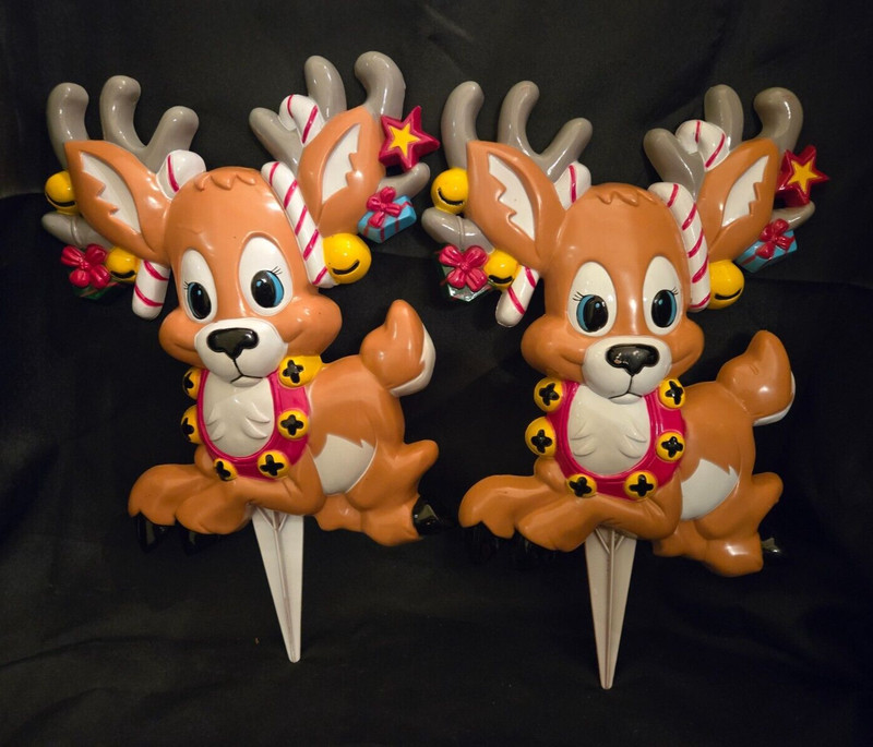 Pair of Vintage Giftco, Inc Plastic Reindeer Yard Stakes