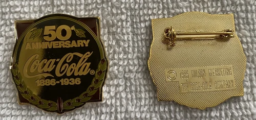 Vintage Coca Cola 50th Anniversary 1886-1936 Lapel Pin.