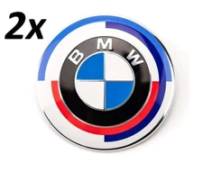 2pcs BMW 82mm 50th anniversary Front Hood Rear Trunk LOGO Badge Bonnet Logo