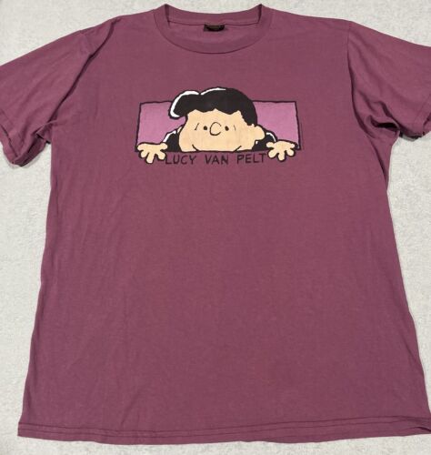 Vintage Erdnüsse Shirt Lucy Erwachsene Größe XL lila Box Logoänderungen 90er Jahre selten