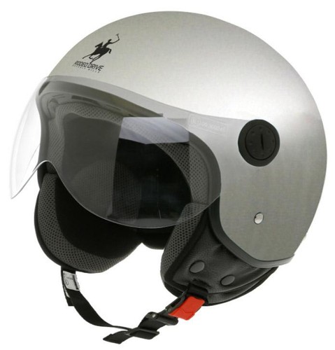 CASCO DEMI JET VISIERA SILVER METAL GRIGIO LUCIDO RODEO DRIVE RD104 | eBay