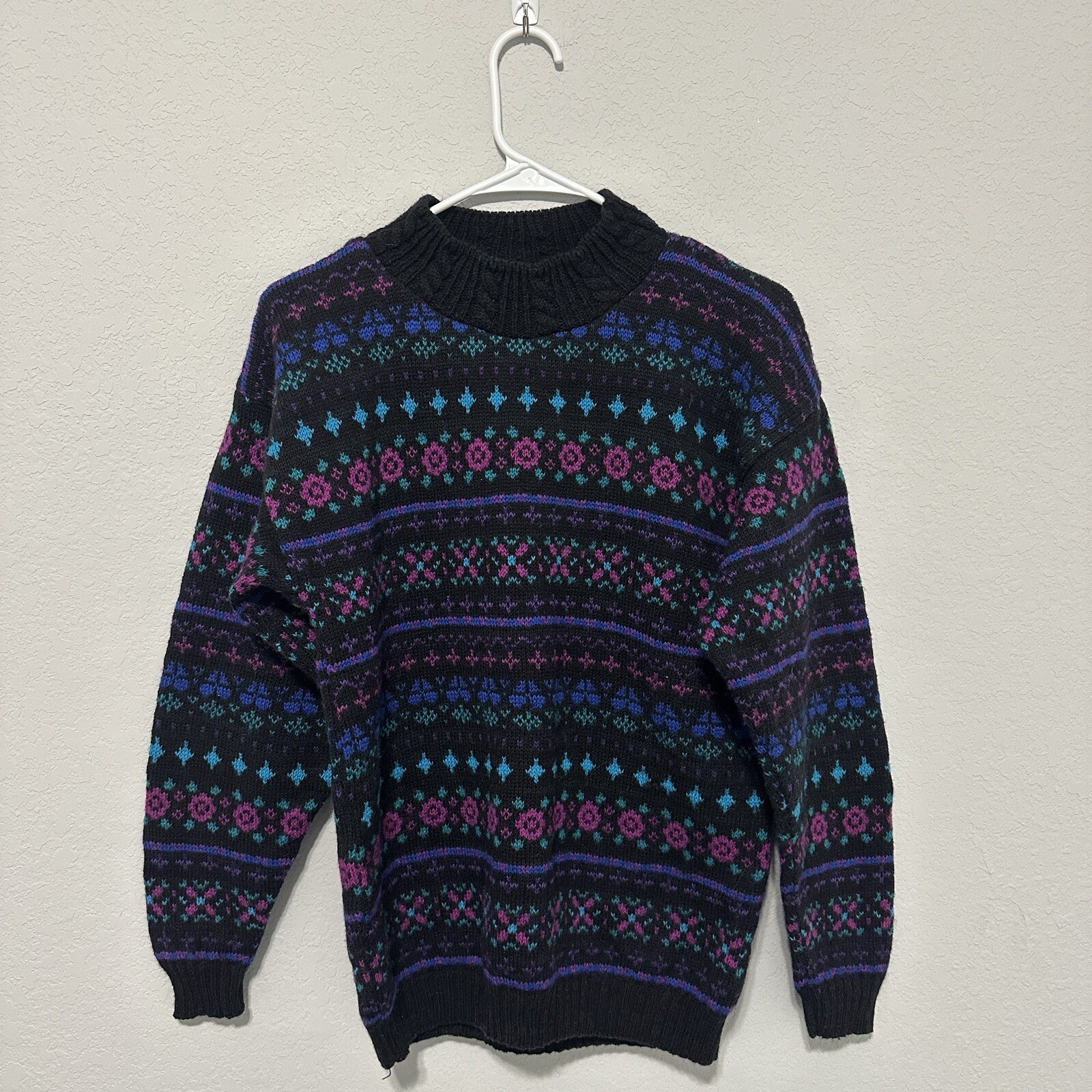 Alps Fine Womens Apparel Vintage Cardigan Sweater Wool Size Medium Multicolor