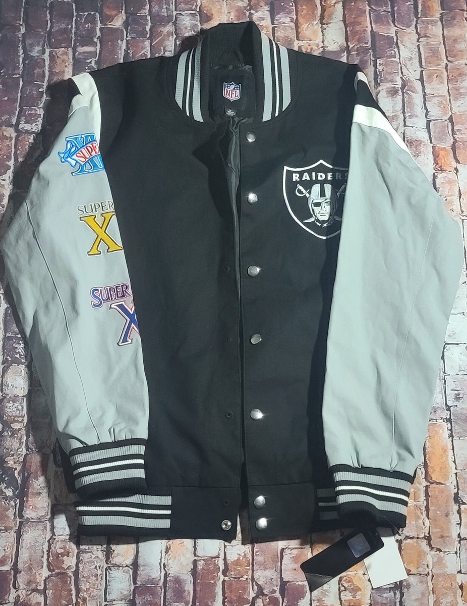 ジャケット・アウター 90s raiders 3times championship jacket OAKLAND RAIDERS 3 TIME SUPER BOWL CHAMPIONS Jacket Sz MD Has