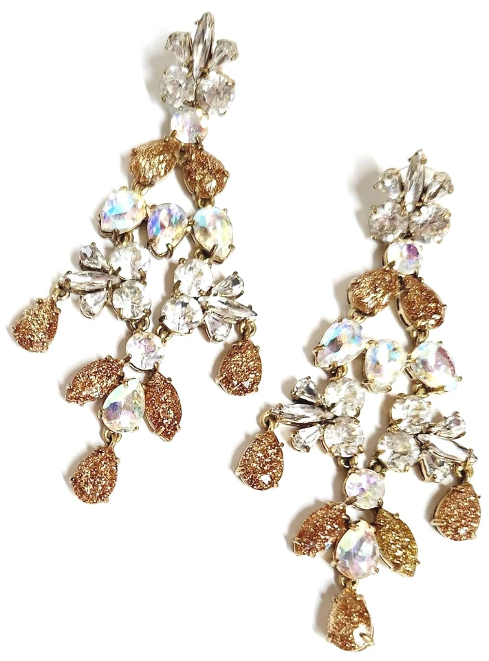 Pendientes araña de cristal J.Crew cristal iridiscente oro brillo claro buey Foto 3 de 4