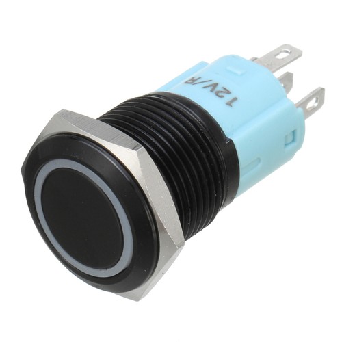 Interruttore pulsante 16 mm nero metallo LED 12V/3A IP67 verde/blu/giallo/rosso/bianco - Foto 20 di 34