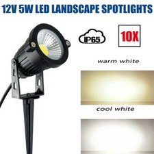 10 Pack 12V 5W Landscape Light Outdoor Waterproof Warm/Cool White LED Spotlights