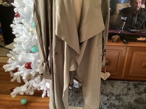 TS TAKING SHAPE brown Trench Style Coat Size 24 100% Viscose - Picture 3 of 11