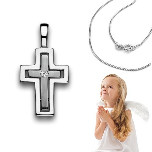 Collana Con Croce Donna Collana Con Ciondolo Croce Perle Bianche In Argento Sterling 925 – Marca Zard, Italia Collana Perle Coltivate Lunghezza 17 Pollici