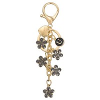 Initial Letter Keychain FüR Damen, Blumen-U SchlüSselanhäNger Schwarz