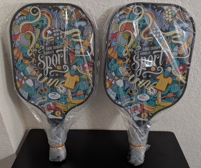 Pickleball Paddles Set of 2 + 4 Balls &  Carry Bag  Street Art Fiberglass