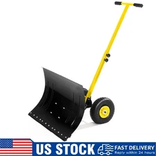 Snow Shovel for Driveway with Wheels ,Heavy Duty Snow Pusher Plow Snow Removal