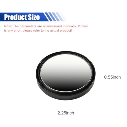 2PCS 2" Round HD Glass Convex Rear View Mirror, 360° Rotate Wide Angle Black - Picture 2 of 6