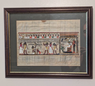 Vintage gerahmter Papyrus, ''Saal des Gerichts''