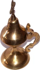Holy Land Market Heavy Greek Brass Pedestal Incense Burner - 16cm or 6.5 inch