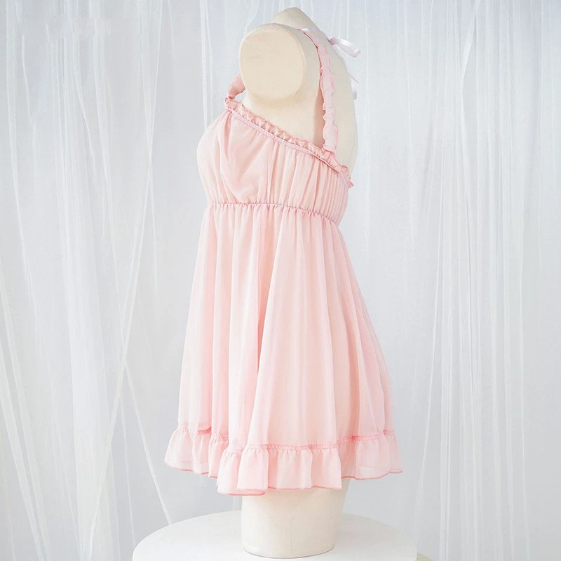 Sexy Mujeres Lencería Chifón Ropa de dormir Prendas para dormir Lindo Vestido sin cordones de criada Camisón Foto 4 de 4