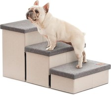 Dog Stairs High Bed 18"H,Foldable Pet Stairs Small Medium/Large Dogs Puppy W/