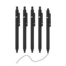 5Pcs 0.5mm Retractable Pens, Black Gel Ink,Black