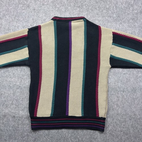Vintage Boston Trader Knit Sweater Mens L Cotton 3D Stripe Grandpa Fisherman Y2k - Picture 4 of 6