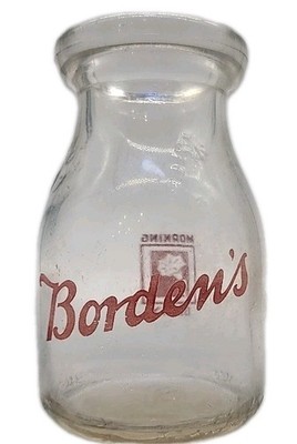 VINTAGE BORDENS 8 OUNCE GLASS MILK BOTTLE: MORNING GLORY [110]